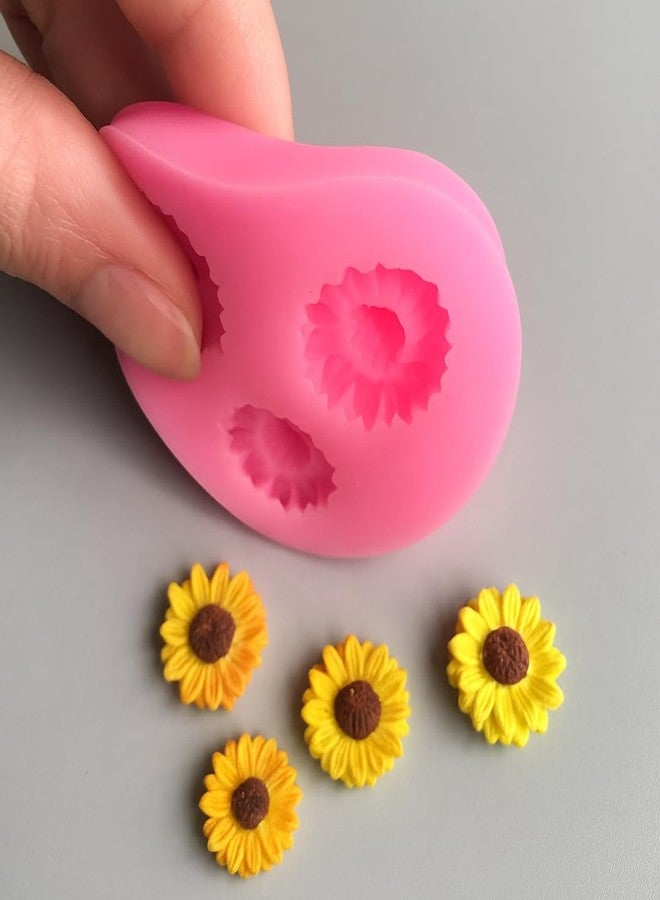 Skytail 4 Slot Daisy Sunflower Silicone Candle Mould for Candle Making Aromatherapy Lotus Candle Mini Wax Melts Home Decorations 3D Different Size Flower Polymer Clay Resin Gum Paste Sugar Craft - Image 3